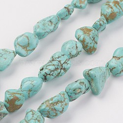 Natural Green Turquoise Beads Strands, Nuggets, 9~19x7~12x5~11mm, Hole: 1mm, about 30pcs/strand, 15.55 inch(X-G-N0312-01)