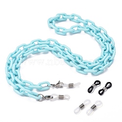 Eyeglasses Chains, Face Mask Chains, Neck Strap for Eyeglasses, with Opaque Acrylic Cable Chains, 304 Stainless Steel Lobster Claw Clasps and Rubber Loop Ends, Turquoise, 27.75 inch(70.5cm)(AJEW-EH00077-04)
