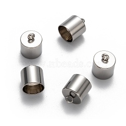 Tarnish Resistant 304 Stainless Steel Cord Ends, Column, Stainless Steel Color, 12~14x11mm, Hole: 3mm, Inner Diameter: 10mm(STAS-K004-10mm-01)