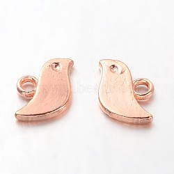 Tibetan Style Alloy Charms, Cadmium Free & Nickel Free & Lead Free, Bird, Rose Gold, 7x11x1mm, Hole: 1mm(X-TIBEP-A18898-RG-FF)