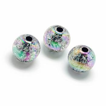 Crackle Style Acrylic Beads, AB Colour, Inside Color, Round, Colorful, 20mm, Hole: 2.5mm, about 110pcs/500g