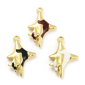 Alloy Enamel Pendants, Golden, Star Charm, Mixed Color, 25x17x4.5mm, Hole: 1.8mm