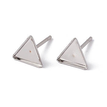 304 Stainless Steel Stud Earring Findings, Earring Posts, Triangle, 7x7x1mm, Pin: 0.6mm
