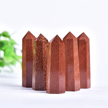 Synthetic Goldstone Point Tower Wands, for Energy Balancing Meditation Therapy Decors, Hexagonal Prism, 50~60mm
