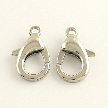 304 Stainless Steel Lobster Claw Clasps, Stainless Steel Color, 25x15x6mm, Hole: 3mm