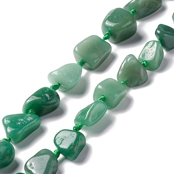 Natural Green Aventurine Beads Strands, Nuggets, 16~36.8x13~28.5x8~21mm, Hole: 2~3.8mm, about 13pcs/strand, 16.26~17.52''(41.3~44.5cm)