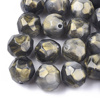Acrylic Beads, Imitation Gemstone, Faceted, Round, Slate Gray, 22x22.5~23mm, Hole: 3mm