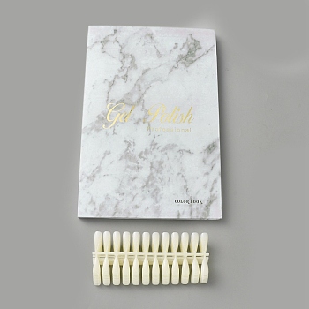 Paper with Plastic Practice False Nail Tips, for DIY Nail Art Design Display, White, 31x21.1x1.45cm
