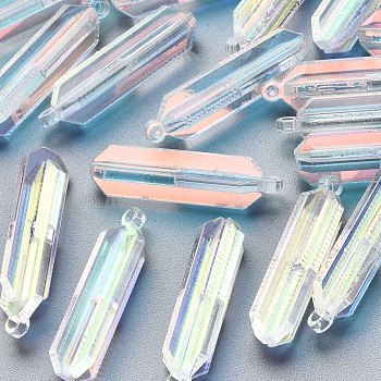 Transparent Acrylic Pendants, Laser Style, Loops, Bullet, Clear, 27x7x7mm, Hole: 1.5mm