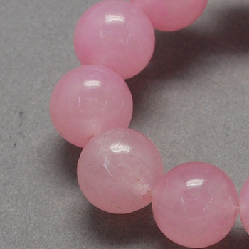 Natural White Jade Bead Strands, Dyed, Round, Pink, 12mm, Hole: 1.5mm, about 33pcs/strand, 15.3 inch