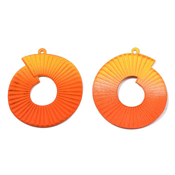 Spray Painted Iron Pendants, Round Ring, Dark Orange, 47x40x2.5mm, Hole: 1.6mm