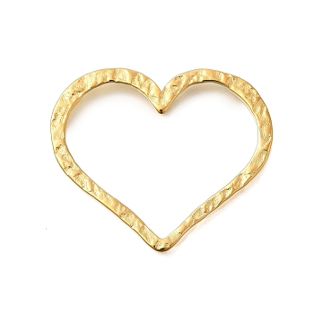 PVD Vacuum Plating 201 Stainless Steel Linking Rings, Heart Link, Real 18K Gold Plated, 26x30x1mm