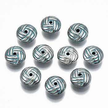CCB Plastic Beads, Flat Round, Turquoise, 10x5mm, Hole: 1.2mm, about 1296pcs/360g