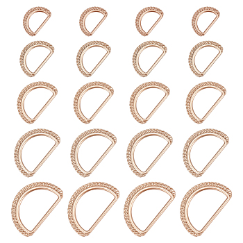WADORN 20Pcs 5 Style Alloy D Rings, Buckle Clasps, For Webbing, Strapping Bags, Garment Accessories, Light Gold, 29~53x19~34x2~3mm, 4pcs/style