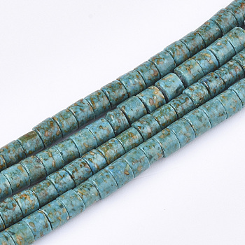 Synthetic Turquoise Beads Strands, Column, 4~4.5x3~3.5mm, Hole: 0.8mm, about 110~111pcs/strand, 14.7 inch