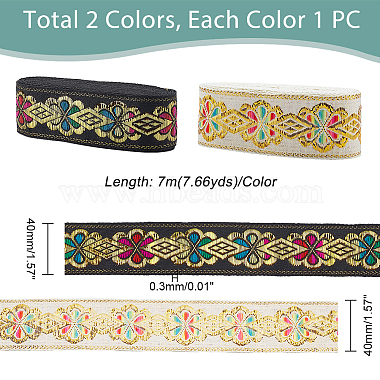 AHADERMAKER 14M 2 Colors Ethnic Style Embroidery Polyester Ribbons(OCOR-GA0001-54)-4