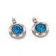 Trendy Original Color 304 Stainless Steel Faceted Grade A Rhinestone Flat Round Charms Pendants(RB-N030-01K)-1