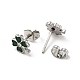 Enamel Clover with Crystal Rhinestone Stud Earrings with 316 Surgical Stainless Steel Pins(EJEW-A081-12P-02)-2