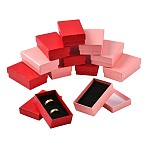 12Pcs 2 Colors Shell Textured Paper Jewelry Packaging Boxes with Black Sponge Inside, for Jewelry Gift Wrapping, Rectangle, Mixed Color, 8.1x5.1x2.6cm, 6pcs/color(CON-FS0001-28A)