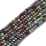 Electroplate Glass Beads Strands, AB Color Plated, Faceted, Rondelle, Multi-color Plated, 3x2.5mm, Hole: 0.7mm, about 180~185pcs/strand, 16.53~17.32 inch(42~44cm)(EGLA-S192-001A-C01)