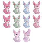 10Pcs 5 Colors Food Grade Eco-Friendly Silicone Cabochons, Rabbit, Mixed Color, 29.5x16.5x9mm, Hole: 2mm, 2pcs/color(SIL-CA0001-85)
