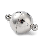 Tarnish Resistant 304 Stainless Steel Magnetic Clasps with Loops, Manual Polishing, Round, Stainless Steel Color, 15x10mm, Hole: 1.2mm(X-STAS-E006-52-01)