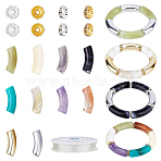 DIY Acrylic Curved Tube & CCB Plastic Beads Bracelet Making Kits, Mixed Color, 10~36x13.5x11.5mm, Hole: 2~4mm(DIY-DC0003-31A)