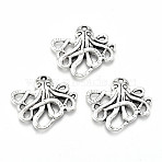 Tibetan Style Alloy Pendants, Lead Free & Cadmium Free, Octopus, Antique Silver, 20x23.5x2.5mm, Hole: 1.4mm, about 362pcs/500g(TIBE-S323-061AS-RS)