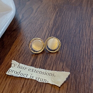 Resin Stud Earrings, 925 Silver Silver Pin Earrings for Women, Round, 26x13mm(WG26184-08)