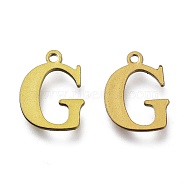 Vacuum Plating  304 Stainless Steel Charms, Laser Cut, Alphabet, Antique Bronze, Letter.G, 12x9x0.8mm, Hole: 1mm(STAS-H112-G-AB)