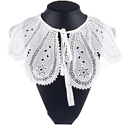 1Pc Polyester Computerized Embroidery Flower Collar, Detachable Lace Neckline Trim, with Rope, Garment Accessories, White, 1420x156x1mm(DIY-GF0007-73)