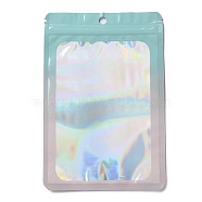 Rectangle Laser PVC Zip Lock Bags, Resealable Packaging Bags, Self Seal Bag, Pale Turquoise, 18x12x0.15cm, Unilateral Thickness: 2.5 Mil(0.065mm)(ABAG-P011-01G-01)