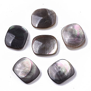 Natural Black Lip Shell Cabochons, Rectangle, Black, 10~11x9x3mm(X-SHEL-R047-13)