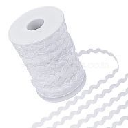 2 trands Polyester Wave Bending Fringe Trim, Sewing Ribbon, for Cloth Dress DIY Making Decorate, with Spool, White, 3/16 inch~3/8 inch(5~8.5mm), about 22~25m/strand(OCOR-GF0003-02J)