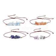 4Pcs 4 Style Chips Natural Mixed Beaded Bracelets Set with Brass Beads, Adjustable Bracelets for Women, Inner Diameter: 3/8~2-5/8 inch(1.1~6.7cm), 4Pcs/set(BJEW-JB07987-02)