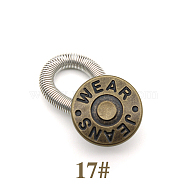 Alloy Jeans Buttons, with Spring, Garment Accessories, Flat Round with Word Jeans Wear, Cadmium Free & Lead Free, Antique Bronze, 17mm(PALLOY-TAC0011-64AB-RS)