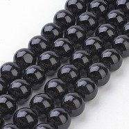 Natural Mashan Jade Round Beads Strands, Dyed, Black, 10mm, Hole: 1mm, about 41pcs/strand, 15.7 inch(X-G-D263-10mm-XS32)