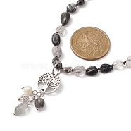 Natural Rutilated Quartz & Pearl & Cubic Zirconia Tree of Life Pendant Necklace, 316 Surgical Stainless Steel Jewelry, 15.91 inch(40.4cm)(NJEW-JN04335-04)