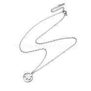 304 Stainless Steel Pendaant Necklaces, Hollow Cat, Stainless Steel Color, 17.95 inch(45.6cm)(NJEW-D047-01P)