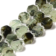 Natural Prehnite Beads Strands, Hexagon, with Seed Beads, 8.5~9x8.5~10x4~5mm, Hole: 1mm, about 37~38pcs/strand, 15.55''~15.75''(39.5~40cm)(G-P534-A01-02)