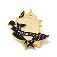 Magic Theme Enamel Pin, Golden Alloy Brooch for Backpack Clothes, Horse, 38x42.5x2mm(JEWB-R016-04G)