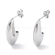 304 Stainless Steel  Stud Earrings, Crescent Moon, Stainless Steel Color, 22x5.5mm(EJEW-H115-14P)