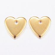 304 Stainless Steel Charms, Stamping Blank Tag, Heart, Golden, 7x7x1mm, Hole: 1mm(STAS-P142-03G)