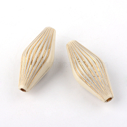 Bicone Plating Acrylic Beads, Golden Metal Enlaced, Beige, 31.5x14x13mm, Hole: 2mm, about 195pcs/500g(PACR-Q102-173A)