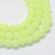 Baking Painted Imitation Jade Glass Round Bead Strands, Green Yellow, 8.5~9mm, Hole: 1.5mm, about 100~105pcs/strand, 31.8 inch(DGLA-Q021-8mm-21)