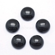 Natural Black Agate Cabochons, Half Round, 8x3.5~4mm(G-P393-R02-8MM)
