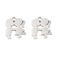 316 Surgical Stainless Steel Charms, Laser Cut, Couples Charm, Stainless Steel Color, 13.5x12x1mm, Hole: 1.5mm(STAS-C096-09A-P)