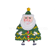 Christmas Themed Computerized Embroidery Cloth Self Adhesive Patches, Stick On Patch, Costume Accessories, Appliques, Christmas Tree, 66x46mm(XMAS-PW0001-096F)