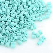 TOHO Japanese Seed Beads, Glass Bugle Beads, Frosted, AB Color, Round Hole, (55) Opaque Turquoise, 2x1.7~1.8mm, Hole: 1mm, about 6650pcs/bag, 100g/bag(SEED-Q013-55)