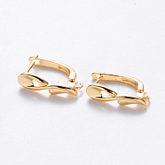 Brass Hoop Earring Findings with Latch Back Closure, Nickel Free, with Horizontal Loop, Real 18K Gold Plated, 18x11.5x5mm, Hole: 1.2mm, Pin: 1mm(KK-T049-21G-NF)